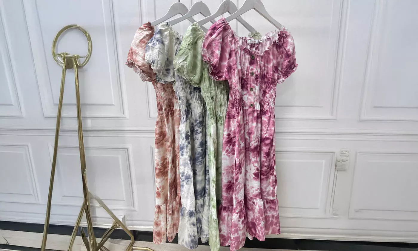 Women's Printed Bardot Gypsy Midi Dress