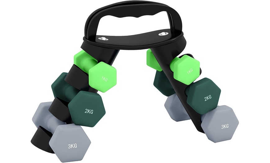 Image 11: SPORTNOW Dumbbells Set with Carry Storage Rack