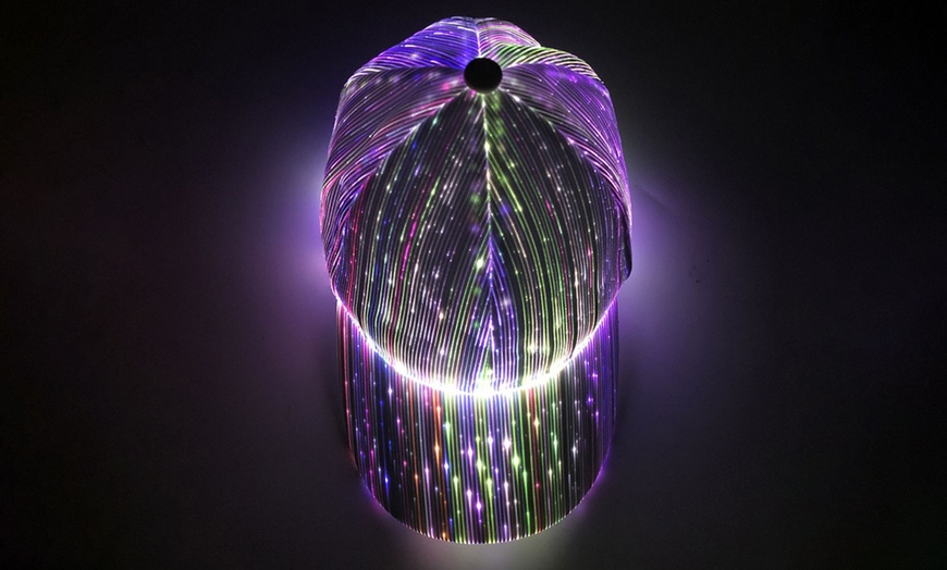Image 5: LED Fiber Optic Light-Up Baseball Cap