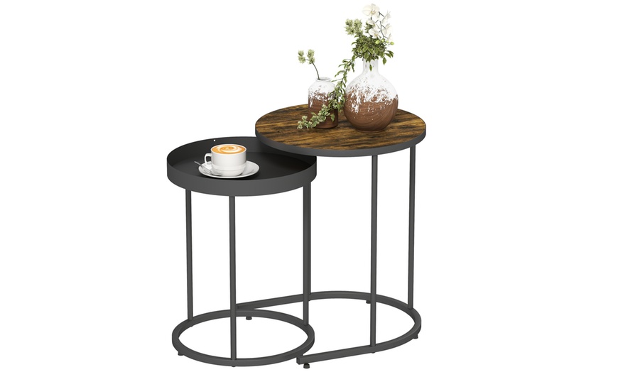 Image 10: HomCom Nesting Side Tables, Space-Saving Design