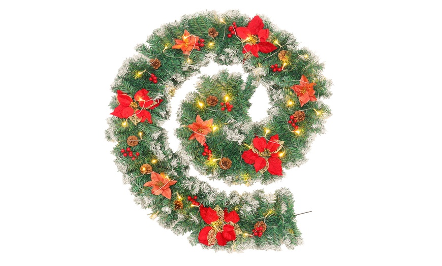 Image 2: Living And Home Festive Pre-Decorated Christmas Garland