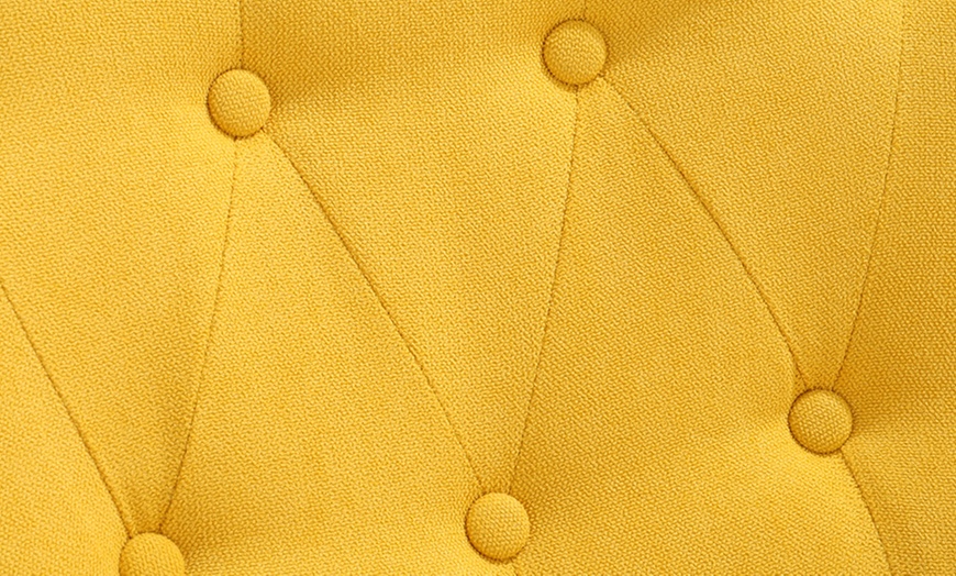 Image 4: Living And Home Tufted Button Linen Wing Back Armchair