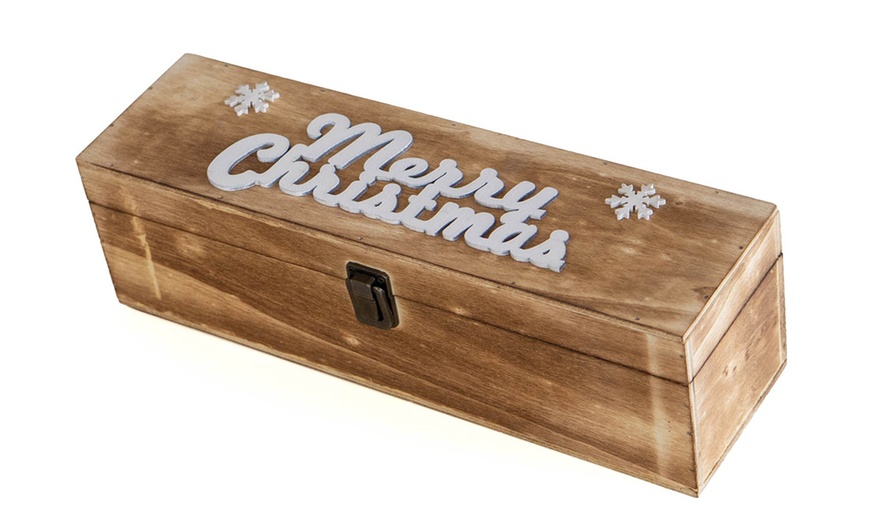 Image 12: Cassetta portabottiglie natalizia