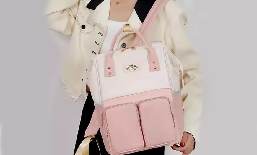 Image 4: Water-Repellent Large Diaper Backpack