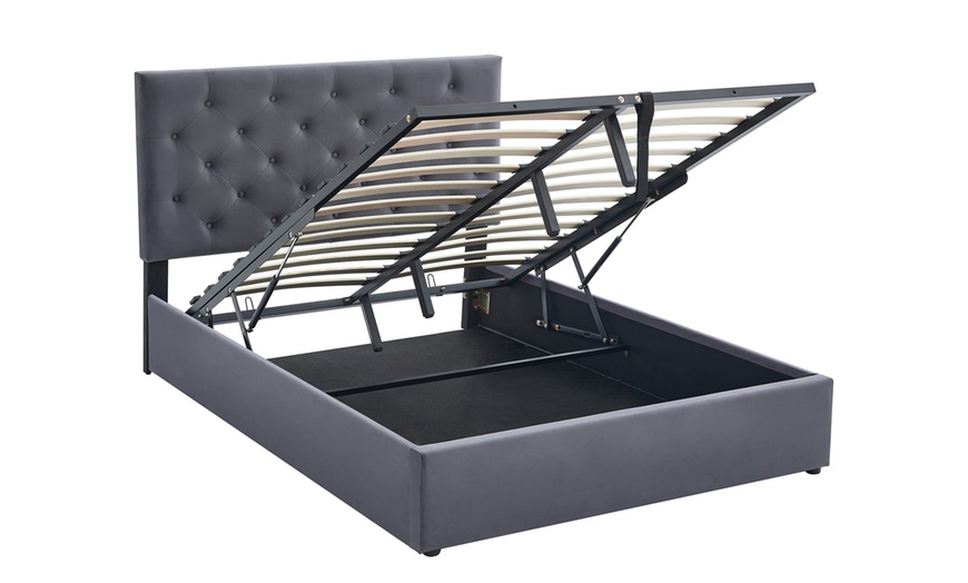 Image 10: Ottoman Storage Bed Frame with Tufted Headboard