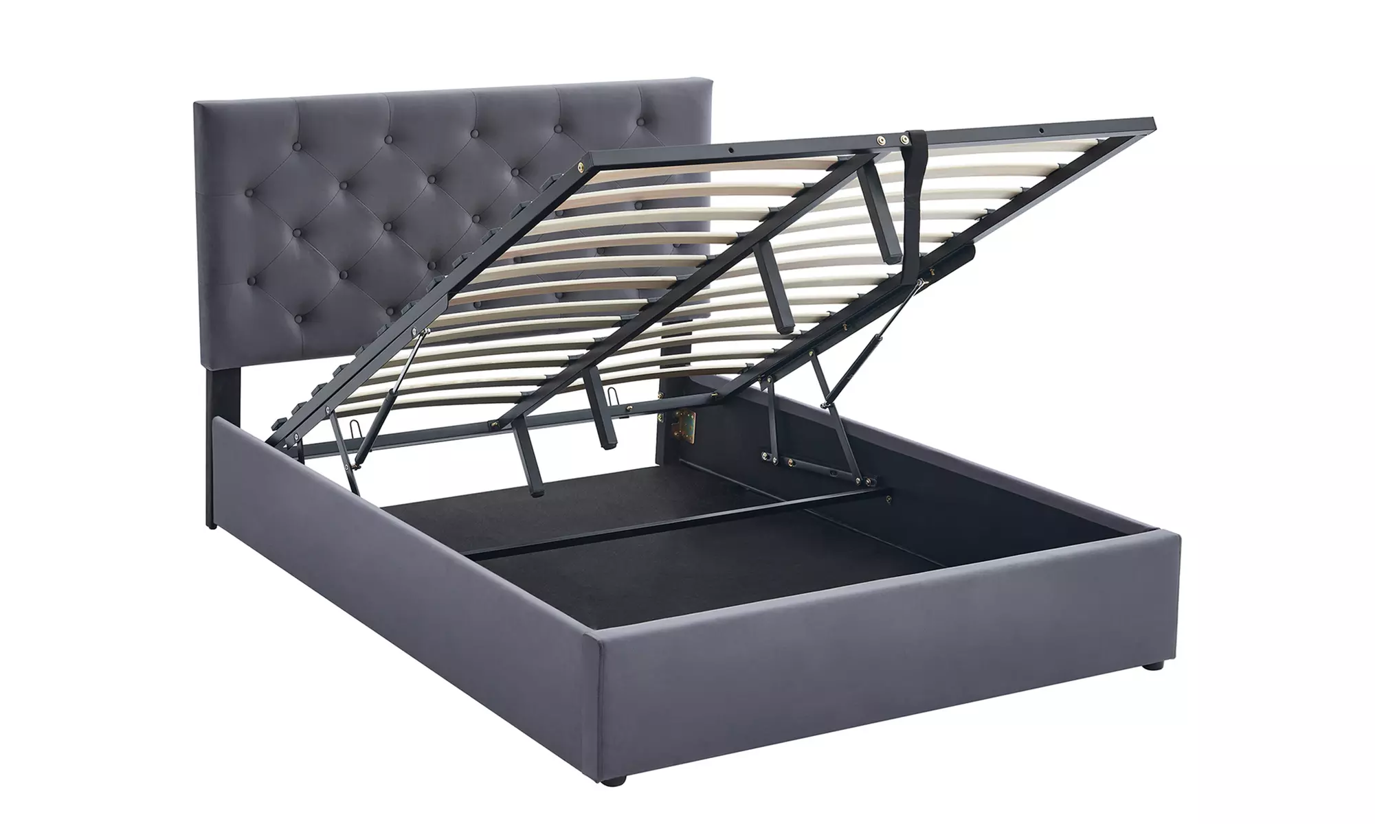Ottoman Storage Bed Frame with Tufted Headboard