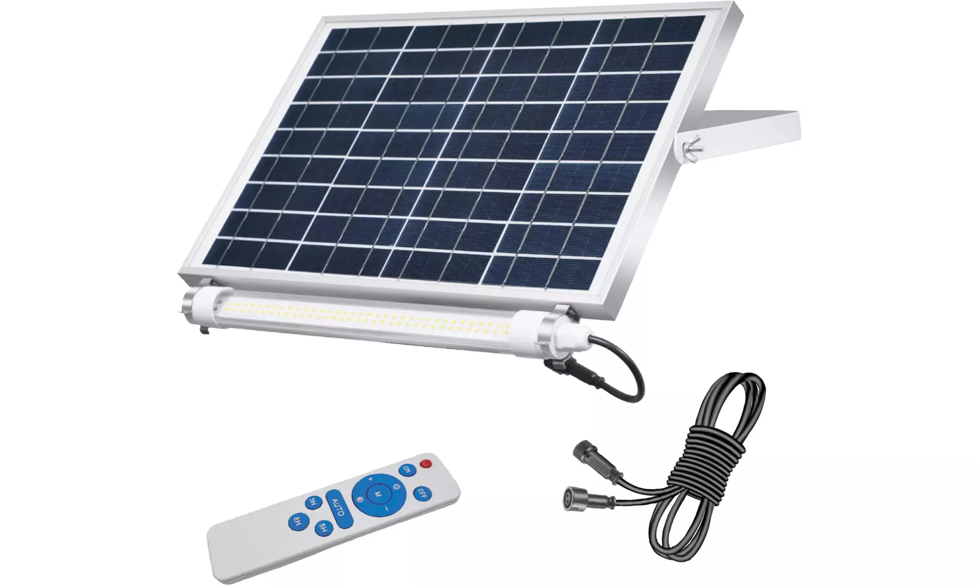 Lampione solare, faretto a LED e kit pannello solare con luce