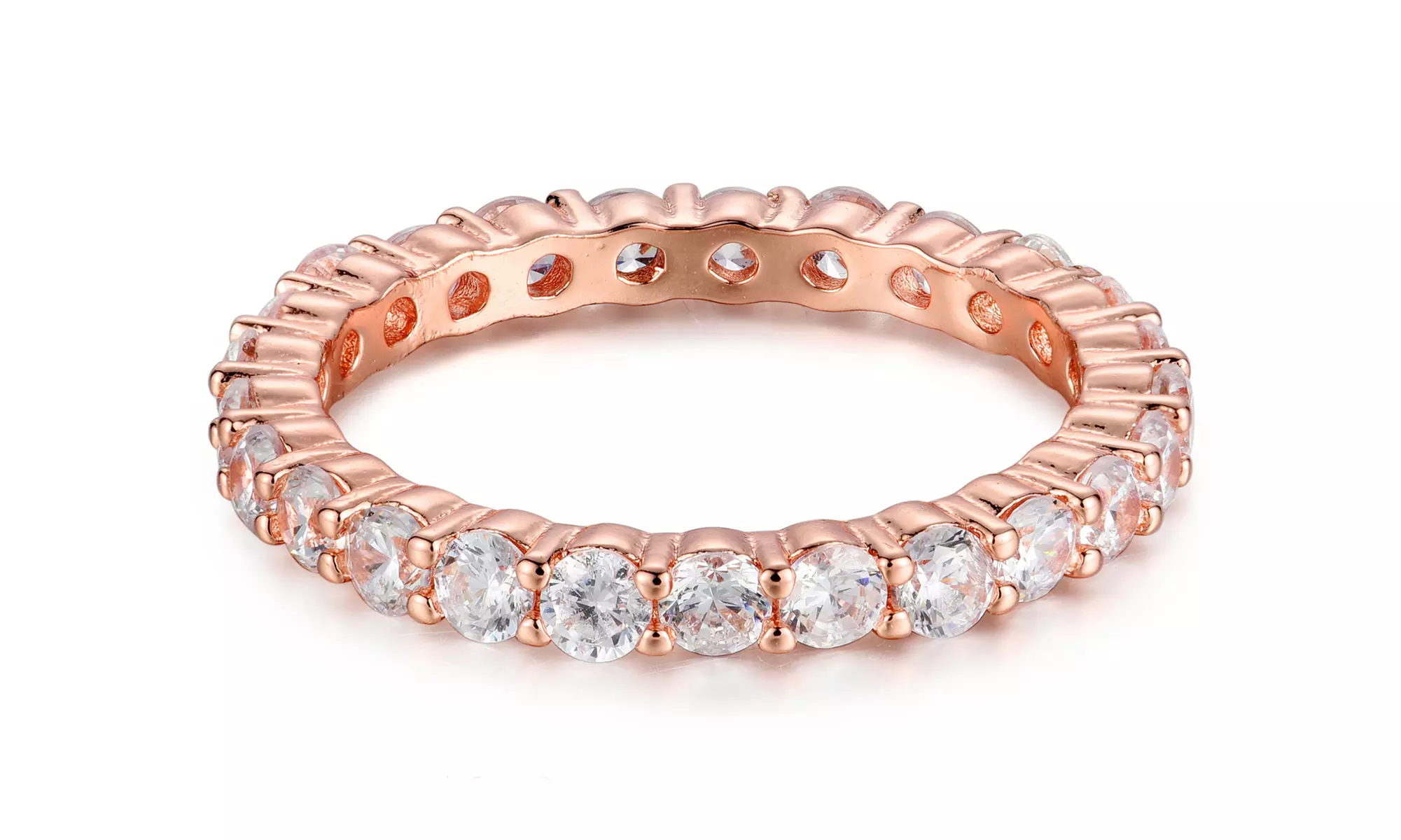 Dainty Crystal Eternity Rings in Sterling Silver