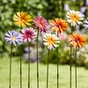 Image 3: 6 or 12 Pack of Metal Flower Stakes - Pansy / Sunflower / Daisy
