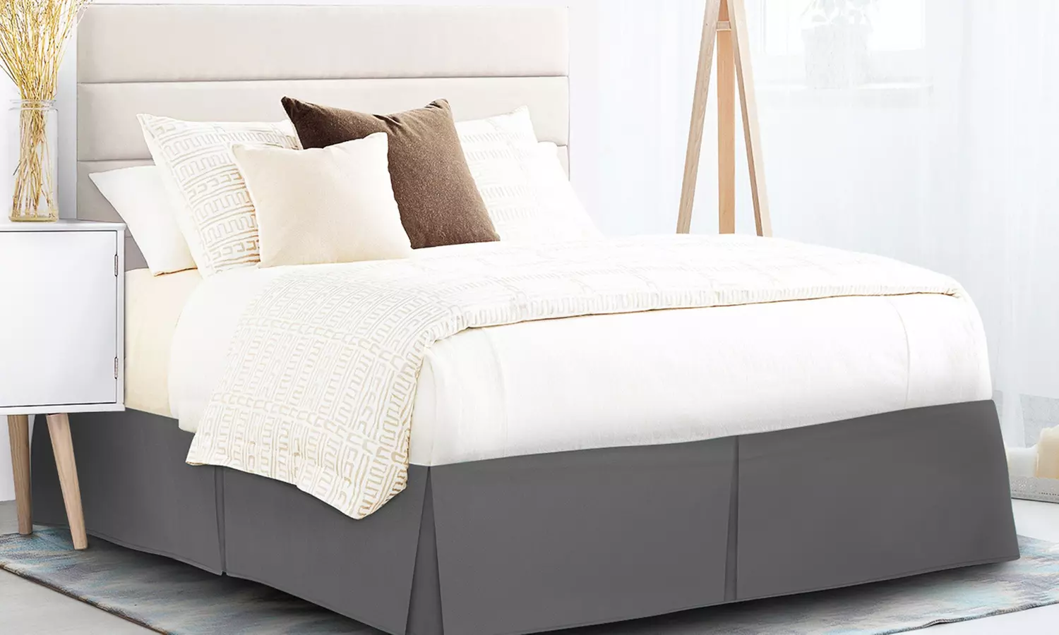 Nestl Pleated Queen Bed Skirt - 14" Tailored Drop Luxury Microfiber Dust Ruffle