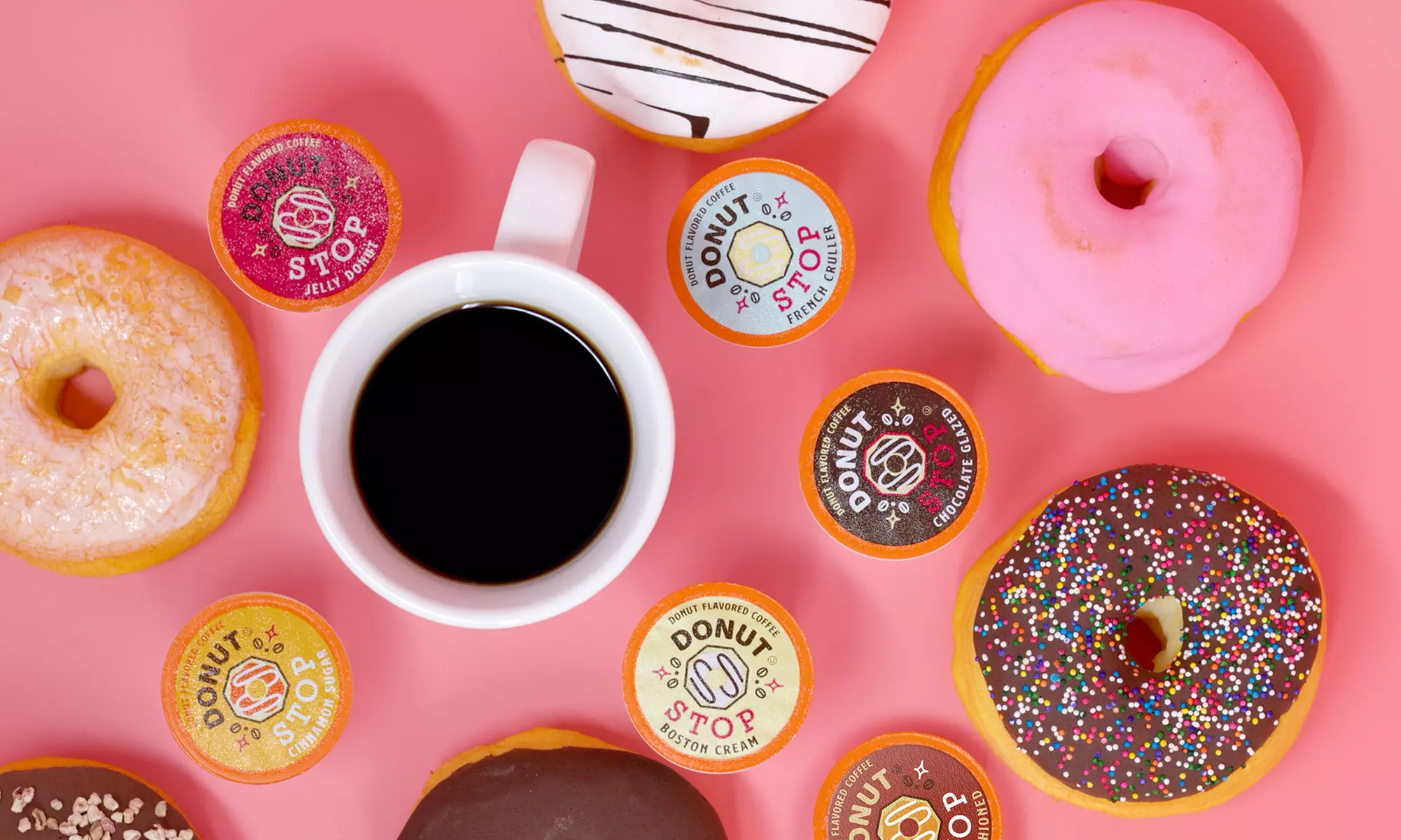 Donut Stop Flavored Coffee Pods, Compatible with 2.0 K-Cup Brewers
