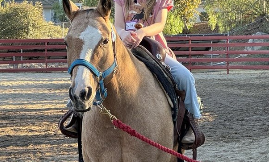 Image 7: Horse riding and animal time at a private ranch. Family Experience, Mommy & Me, or Ranch Camp. All ages. Valid Mon-Fri