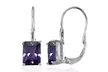 Sterling Silver Cubic Zirconia Amethyst Emerald-Cut Leverback Earrings - Second Medium