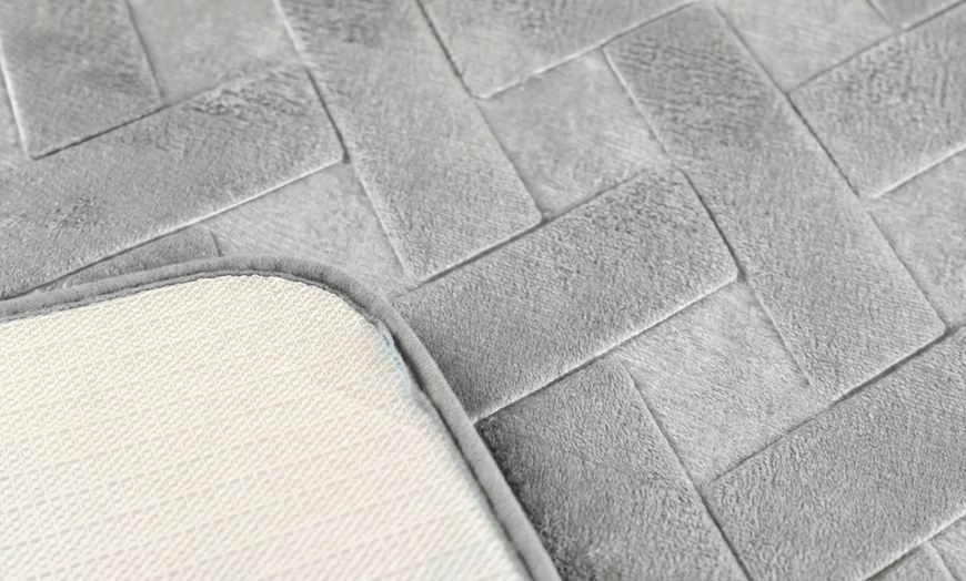 Image 2: Set di 3 tappeti bagno memory antiscivolo