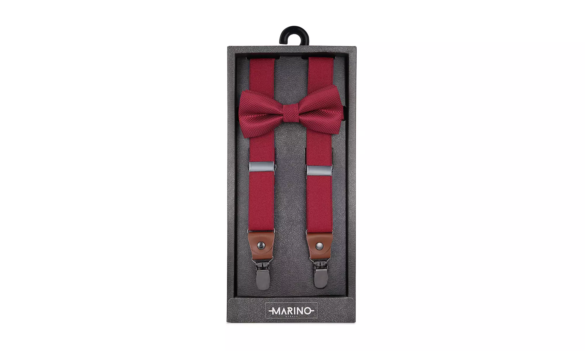 Men's Textured Strap 1" Wide Suspender Bow Tie