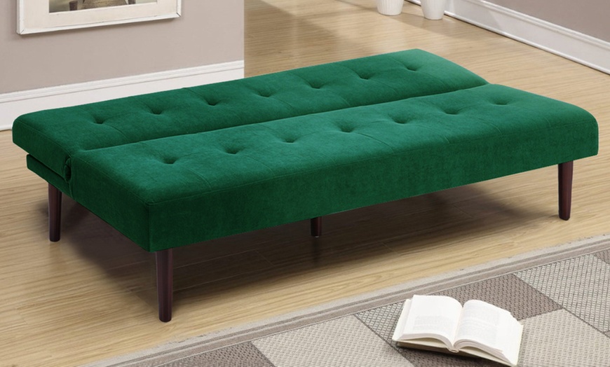Image 4: Living And Home Modern Tufted Sofa Bed with Towelling Upholstery
