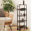 Image 1: HomCom Rolling Kitchen Trolley, Slim Storage Cart with Metal Frame