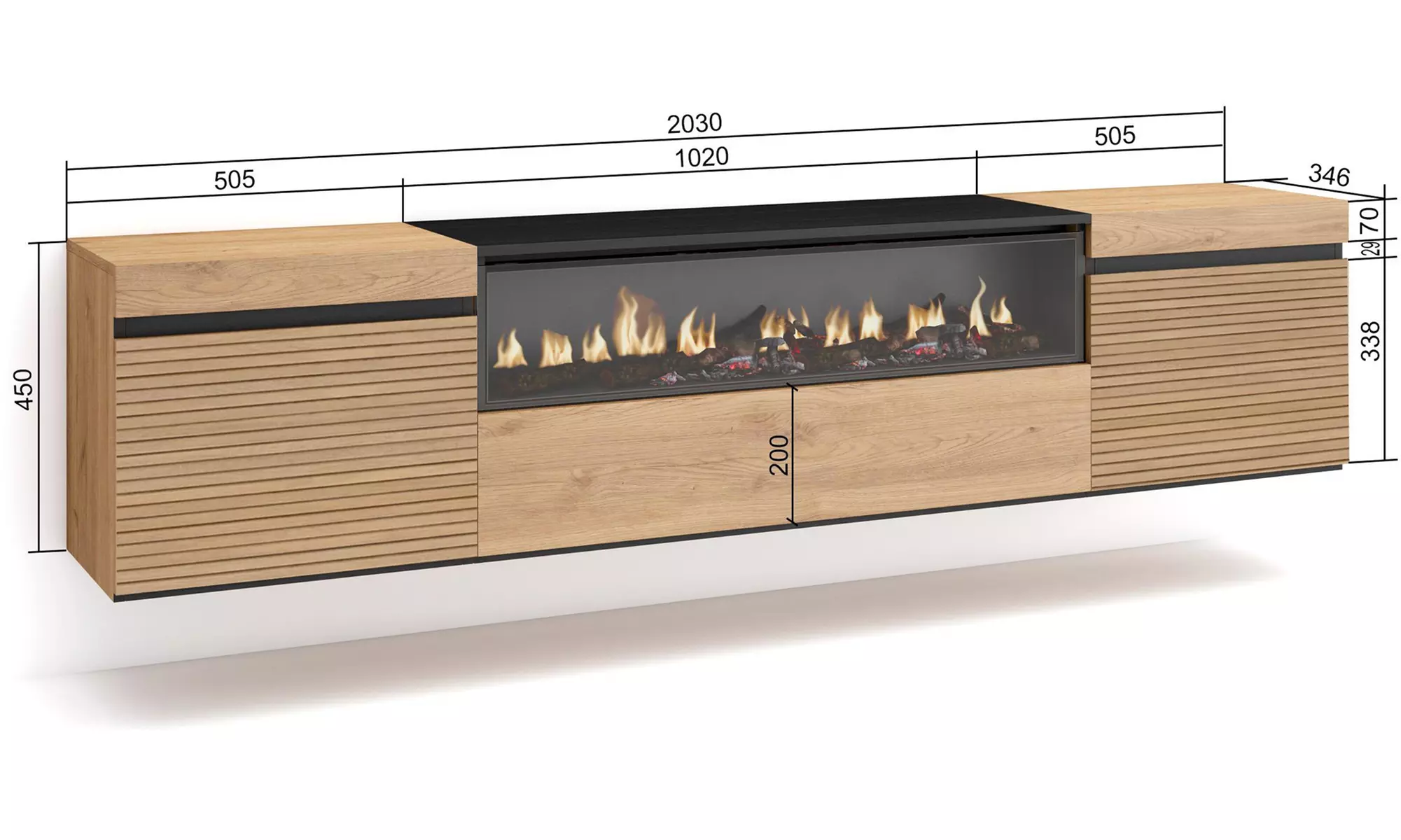 Meuble TV avec ou sans cheminée électrique LED