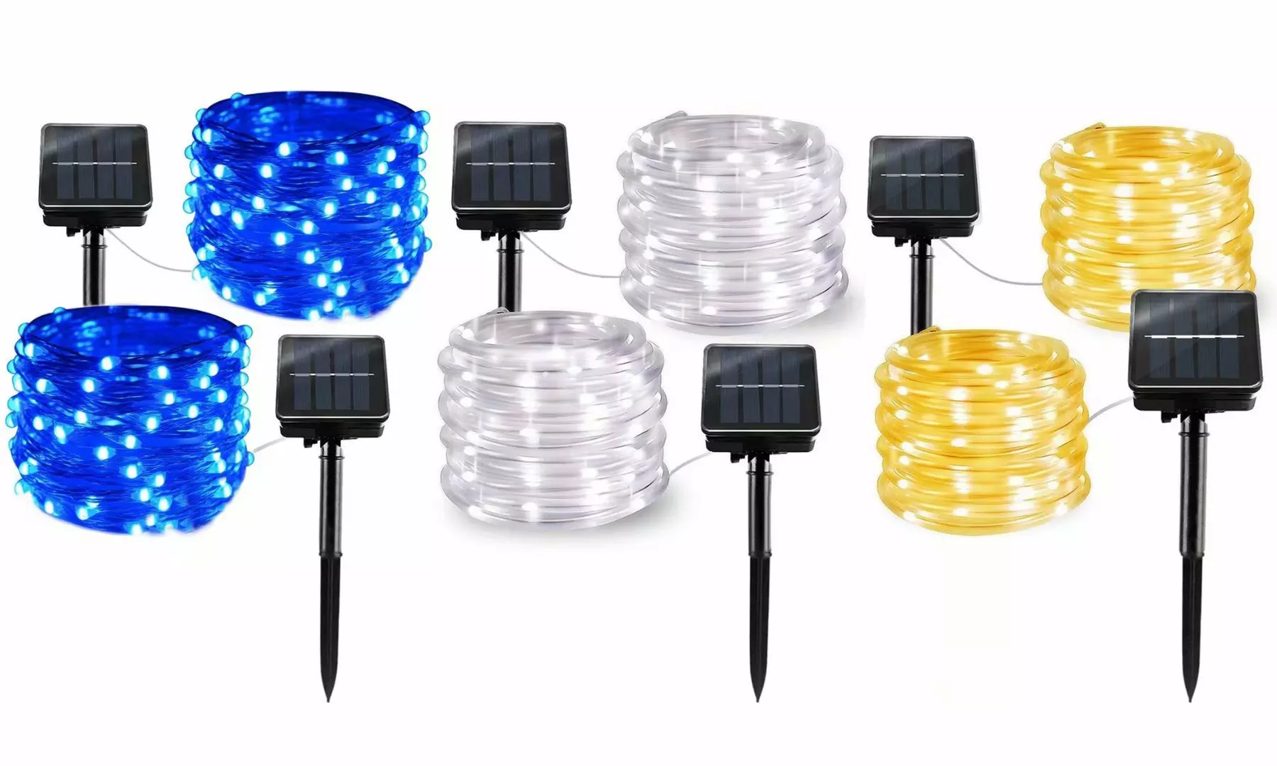 2 Pack Solar String Lights Outdoor Rope Lights 8 Modes 200 LED Solar Fairy Light