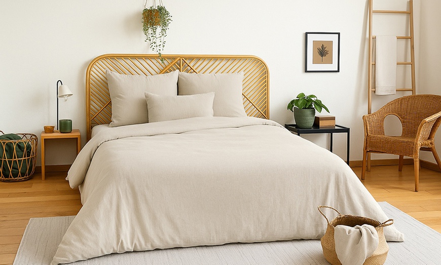 Image 13: Completo lenzuola matrimoniale in tinta unita 100% cotone