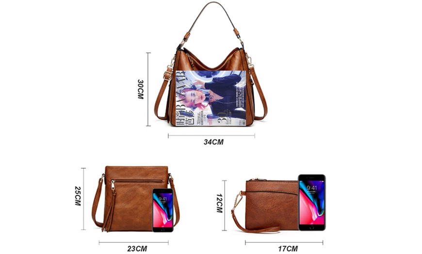 Image 2: Handtasche, Schultertasche und Geldbörse in Leder-Optik für Damen