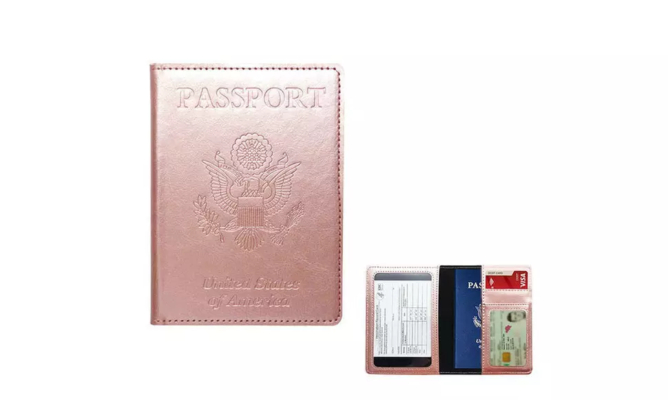 RFID Travel Wallet with Card Slot Faux Leather Passport Case Vaccine Card Holder