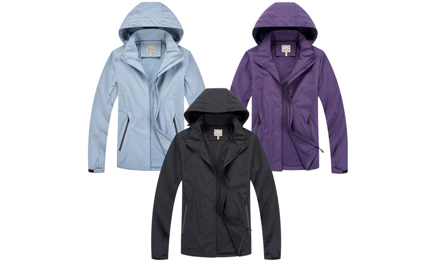 Image 3: Blu Apparel Women's Mesh Lined Rain Jacket 