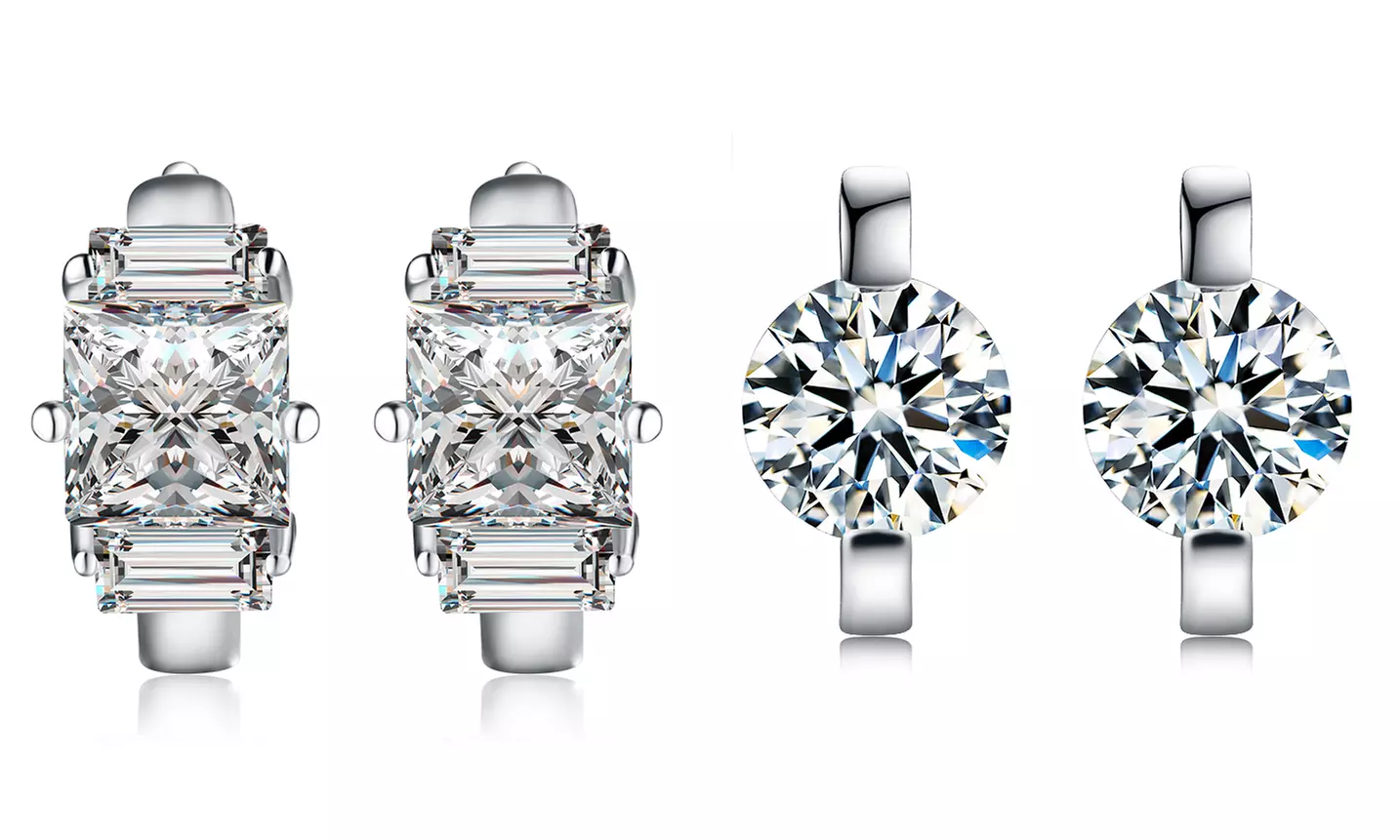 1, 2 ou 4 paires de boucles d'oreilles Huggie avec zircon cubique - Second Medium