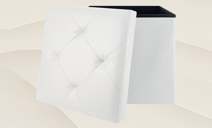 Image 5: Pouf carré en simili cuir avec espace de rangement