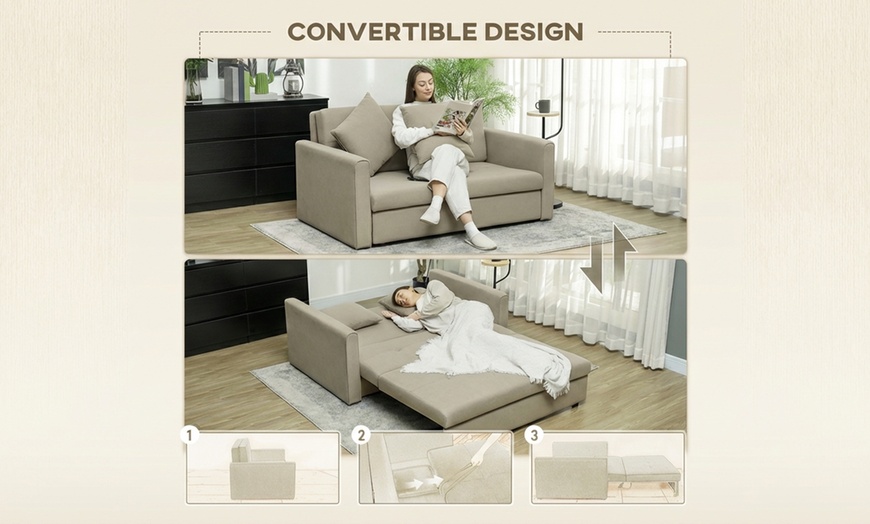 Image 4: 2 Seater Sofa Bed Convertible Bed Settee with 2 Cushions