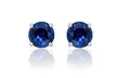 Paris Jewelry 14k White Gold Plated 1.36ctw Round Natural Sapphire Stud Earrings - Second Medium