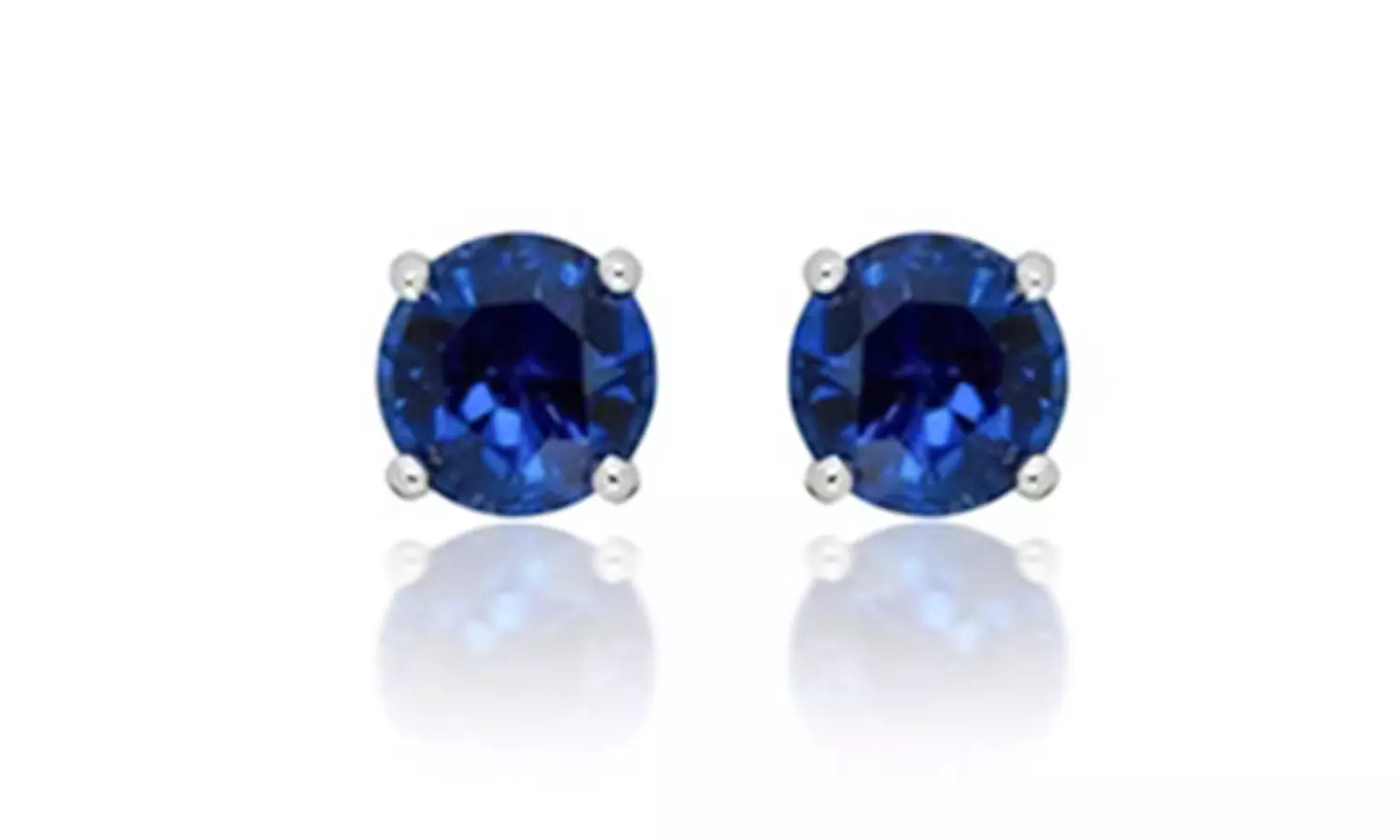 Paris Jewelry 14k White Gold Plated 1.36ctw Round Natural Sapphire Stud Earrings