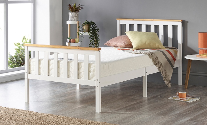 Image 9: Solid Wood Shaker Bed Frame with Optional Double Comfort Mattress