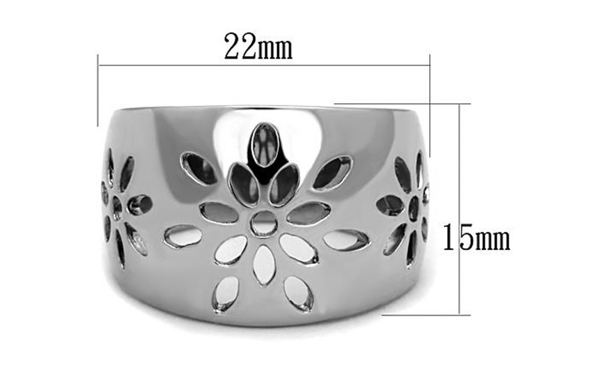 Image 4: Women's Stainless Steel 316 High Polished Flower Design Fashion Ring 