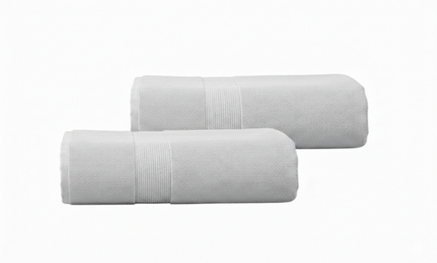 Image 6: Coppia di asciugamani e telo bagno in spugna 100% cotone di Pompea