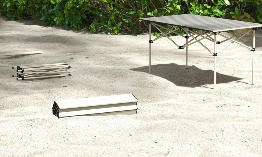 Image 13: Outsunny Two-Seater Portable Aluminium Table