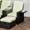 Image 1: Outsunny Rattan-Effect 2 Sun Loungers with Footstools, with Cushions