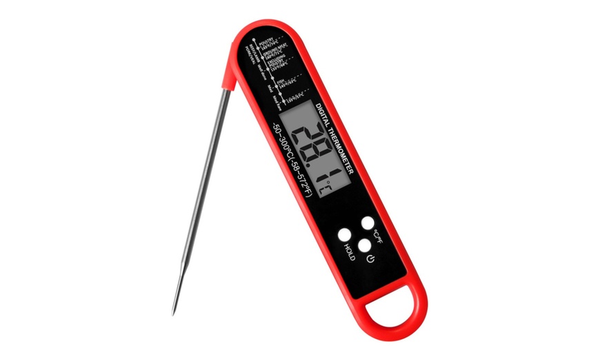Image 5: Folding Food Thermometer - Instant Read, Digital, Stainless Steel Probe (-50-300°C)
