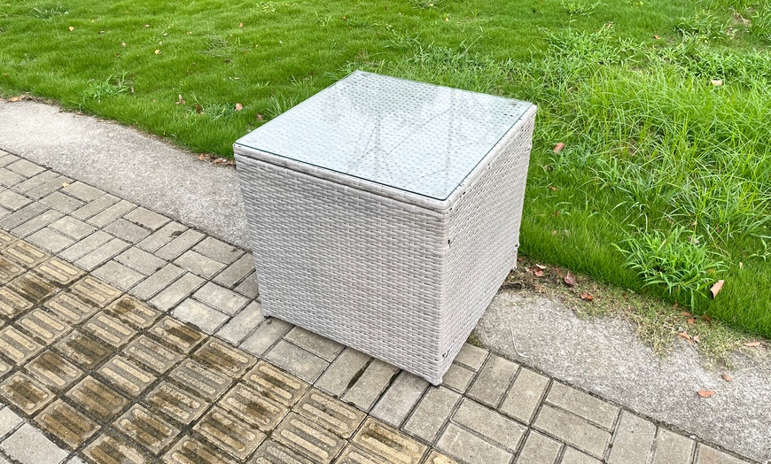 Image 3: Rattan Effect Garden Fire Pit Furniture Set