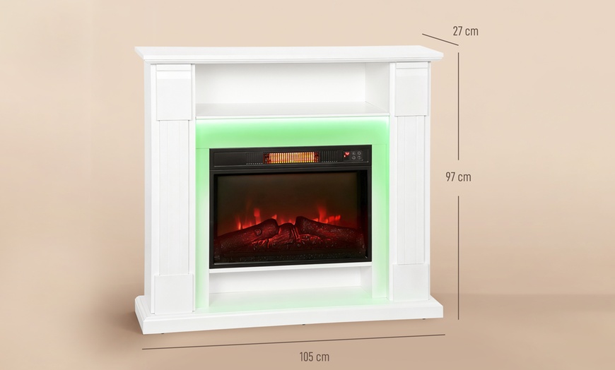 Image 8: HomCom 1800W Inset Electric Fireplace with RGB LED Lights