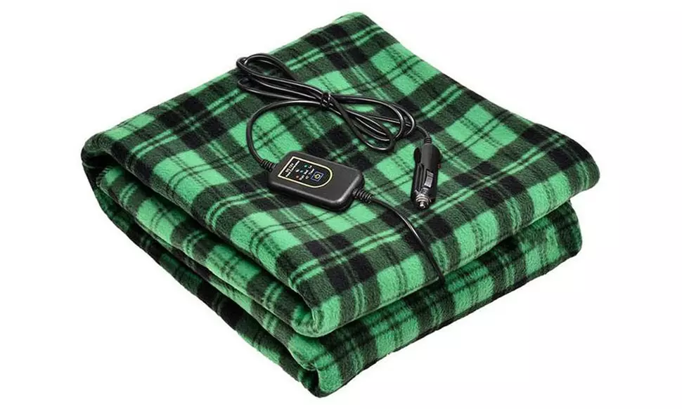 12V Heated Fleece Car Blanket With Controller For Timer and Heat Levels