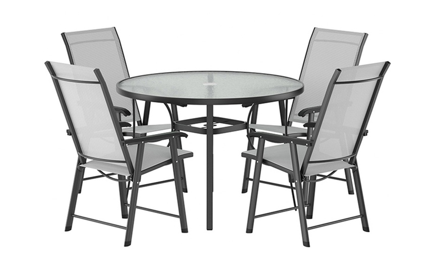 Image 2: Garden Rippled Tempered Glass Table Set
