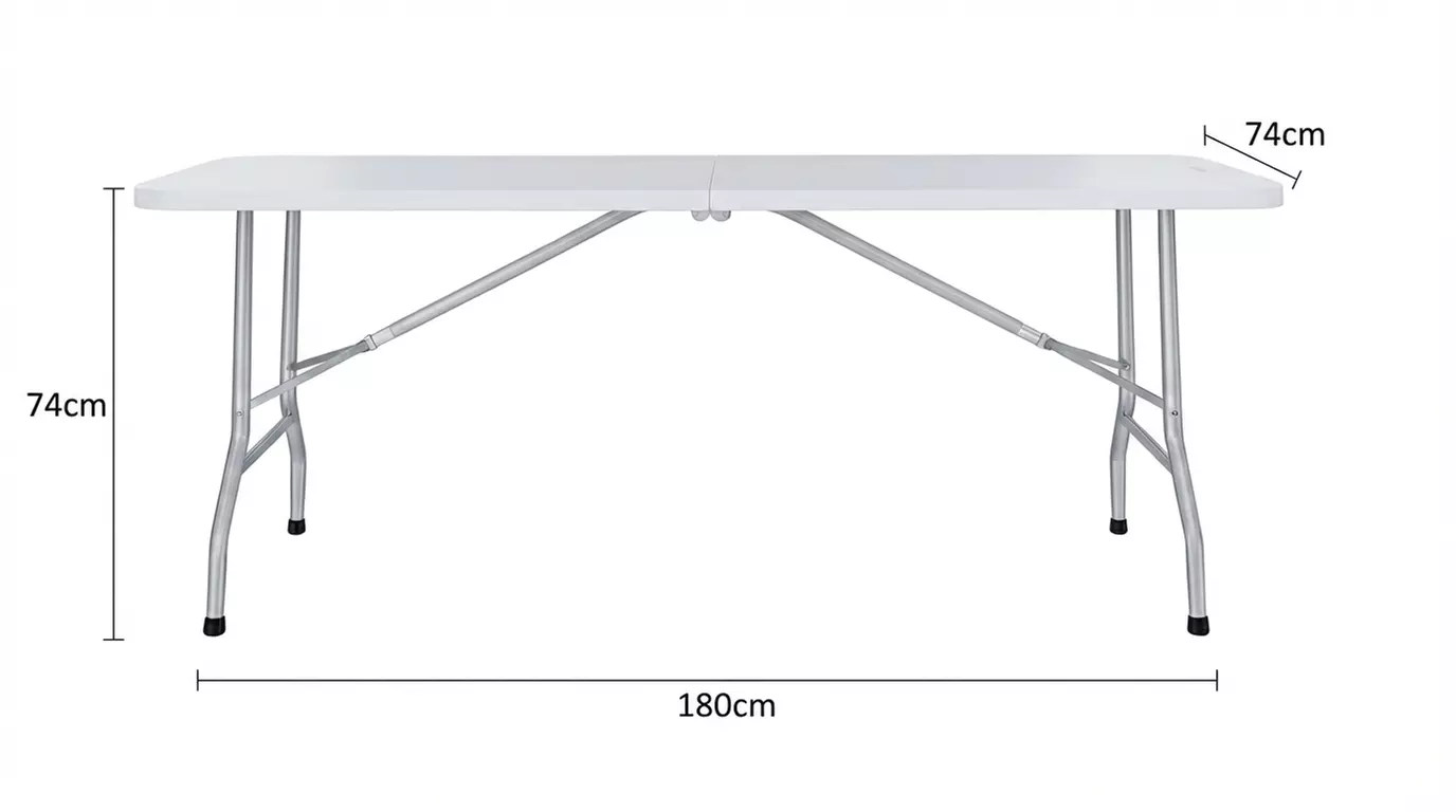 Tavolino pieghevole portatile in resina con struttura in ferro