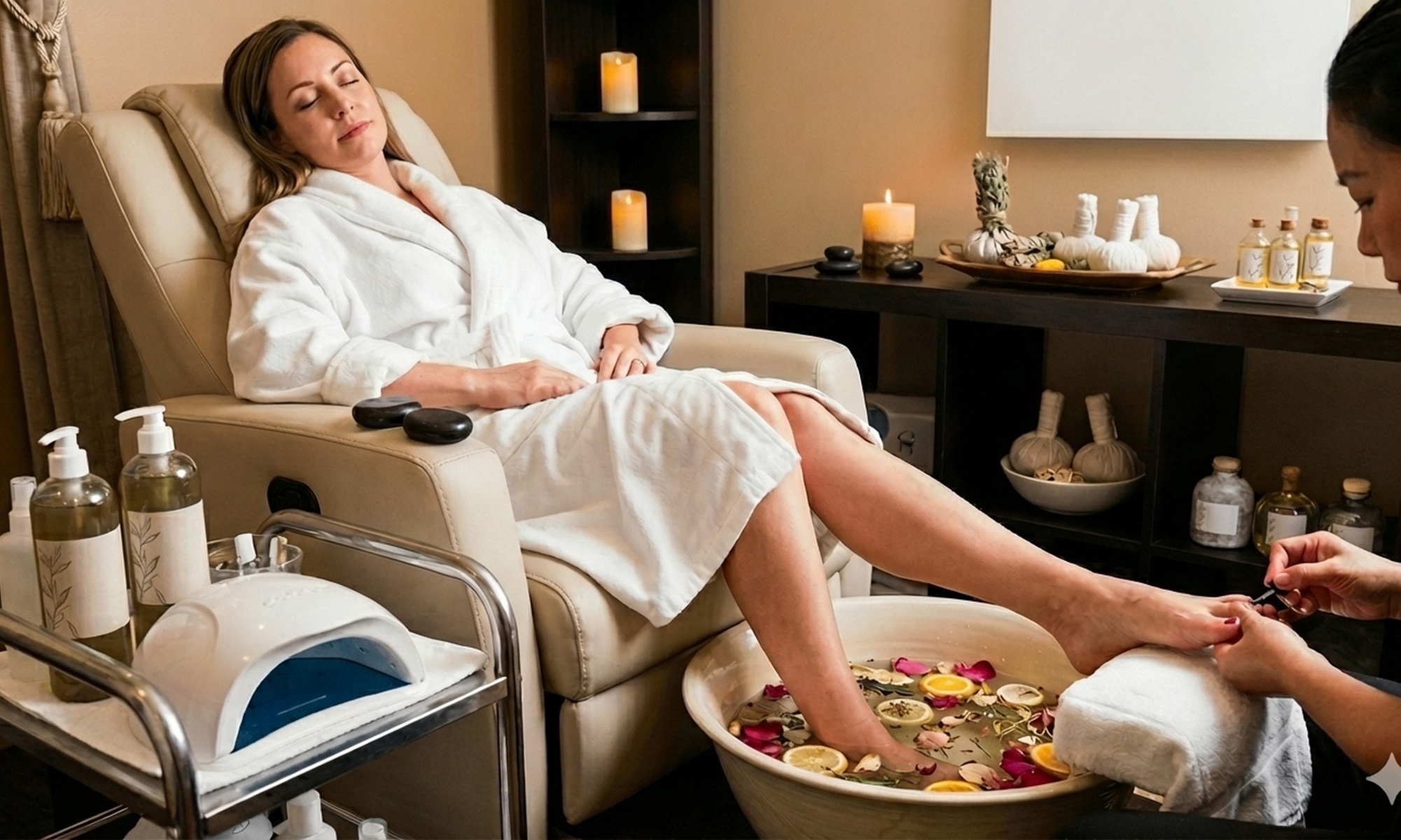 Luxurious Herbal Gel Pedicure with Hot Stone Massage