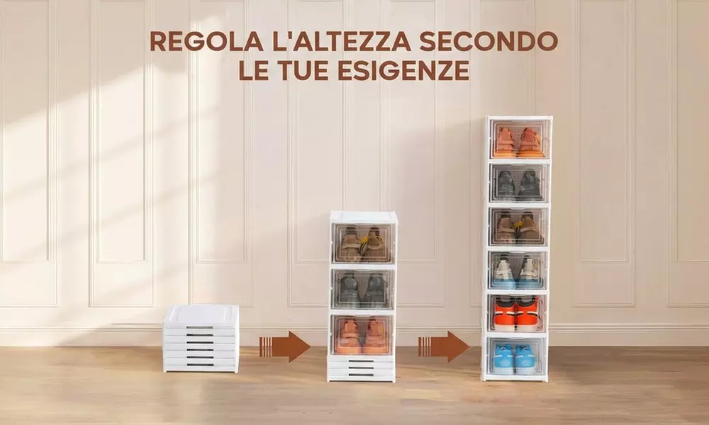 6 stapelbare Schuhboxen