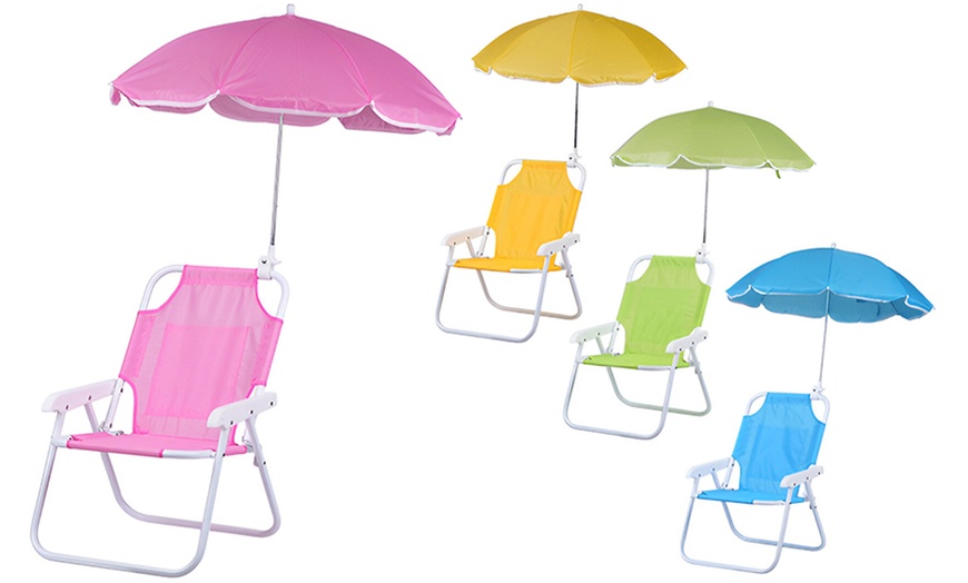 Image 2: Silla plegable para niños con sombrilla ajustable