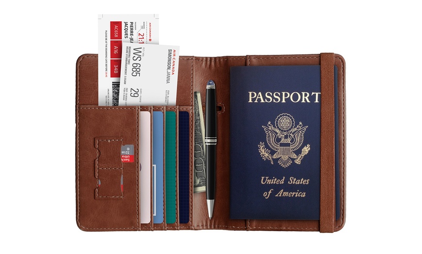 Image 3:  RFID Multi-function Passport Anti-theft Anti-scanning Wallet Passport Holder 