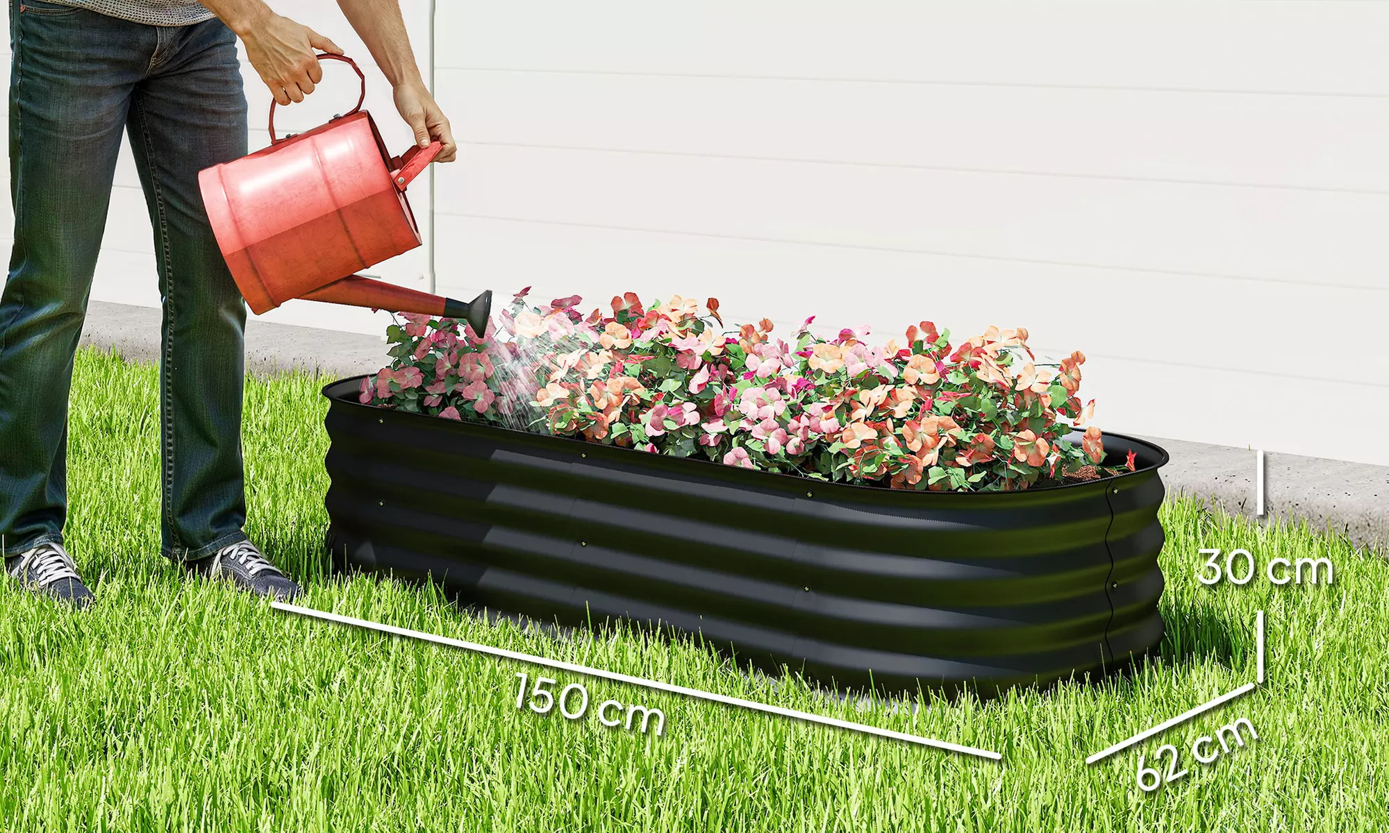 Outsunny Galvanised Steel Raised Garden Planter