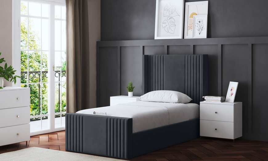 Image 13: Elara Winged Panel Bed in Various Sizes and Colours