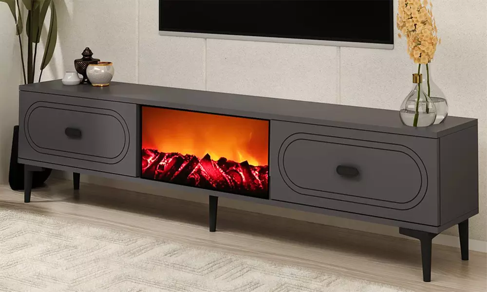 Meuble TV avec cheminée LED 150 cm Kocoon